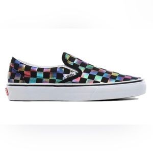 Vans Classic Slip on Iridescent rainbow check